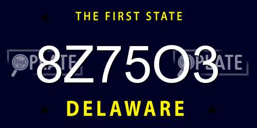 8Z75O3 Delaware License Plate