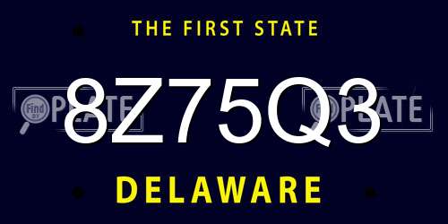 8Z75Q3 Delaware License Plate