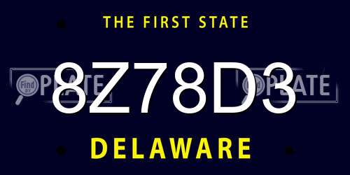 8Z78D3 Delaware License Plate