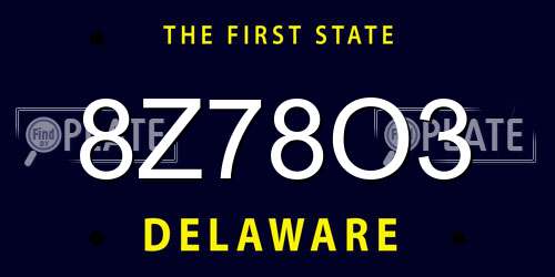 8Z78O3 Delaware License Plate