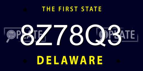 8Z78Q3 Delaware License Plate