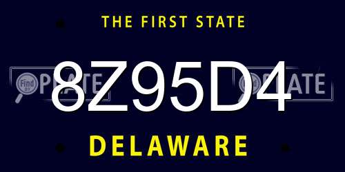 8Z95D4 Delaware License Plate