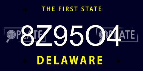 8Z95O4 Delaware License Plate