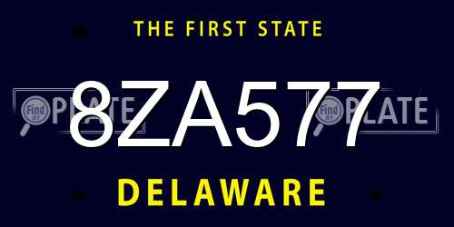 8ZA577 Delaware License Plate
