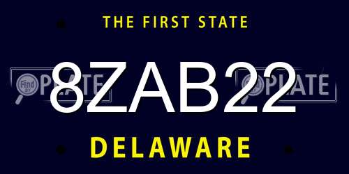 8ZAB22 Delaware License Plate