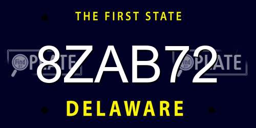 8ZAB72 Delaware License Plate