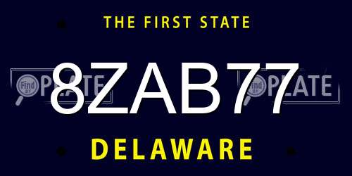 8ZAB77 Delaware License Plate