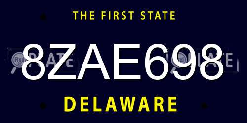 8ZAE698 Delaware License Plate