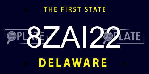 8ZAI22 Delaware License Plate