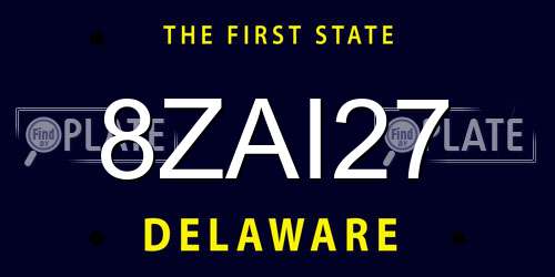 8ZAI27 Delaware License Plate