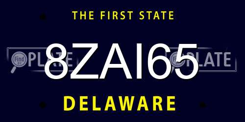 8ZAI65 Delaware License Plate