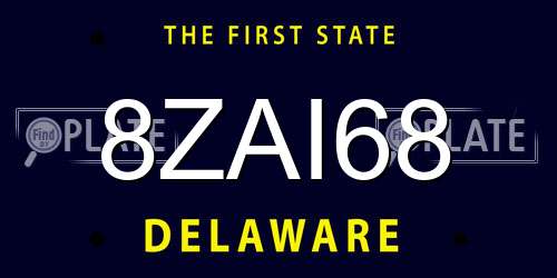 8ZAI68 Delaware License Plate