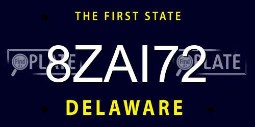 8ZAI72 Delaware License Plate