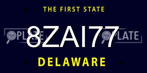 8ZAI77 Delaware License Plate