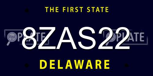 8ZAS22 Delaware License Plate