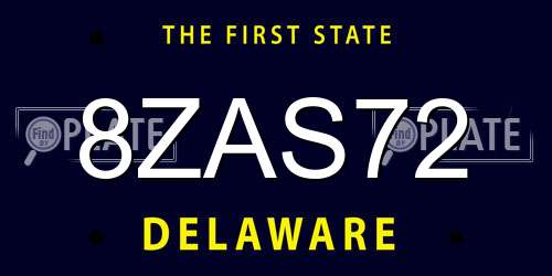 8ZAS72 Delaware License Plate