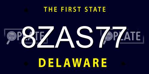 8ZAS77 Delaware License Plate
