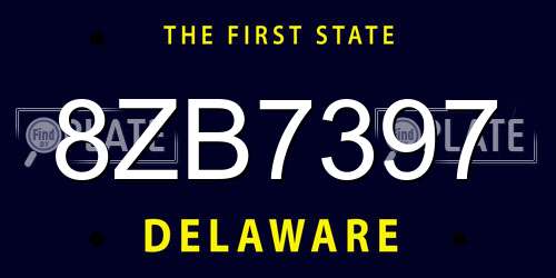 8ZB7397 Delaware License Plate