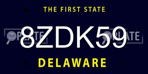 8ZDK59 Delaware License Plate