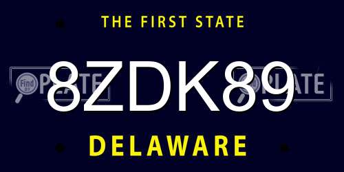 8ZDK89 Delaware License Plate