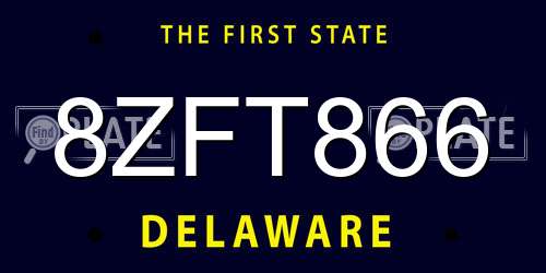 8ZFT866 Delaware License Plate