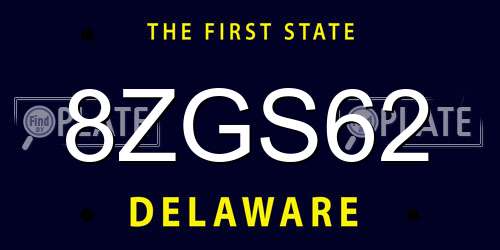 8ZGS62 Delaware License Plate