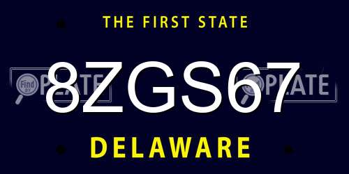8ZGS67 Delaware License Plate