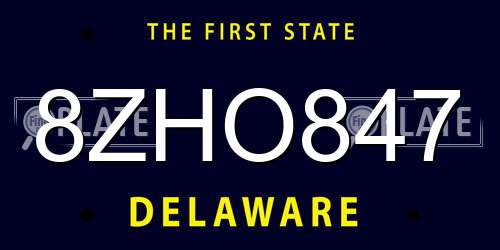 8ZHO847 Delaware License Plate
