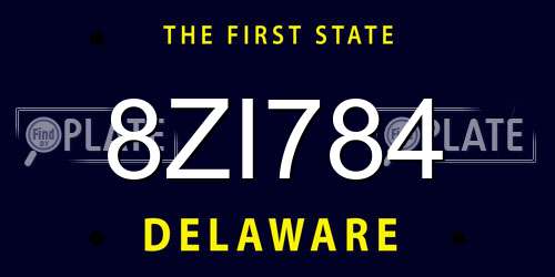 8ZI784 Delaware License Plate