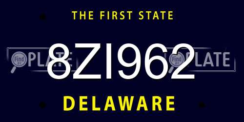 8ZI962 Delaware License Plate