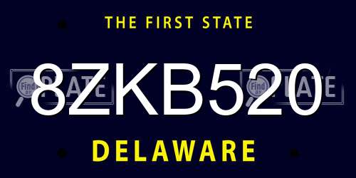 8ZKB520 Delaware License Plate
