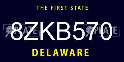 8ZKB570 Delaware License Plate
