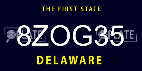 8ZOG35 Delaware License Plate