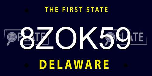 8ZOK59 Delaware License Plate