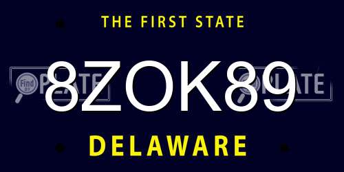 8ZOK89 Delaware License Plate