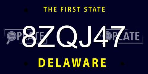 8ZQJ47 Delaware License Plate