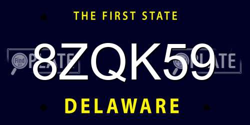 8ZQK59 Delaware License Plate