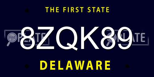 8ZQK89 Delaware License Plate