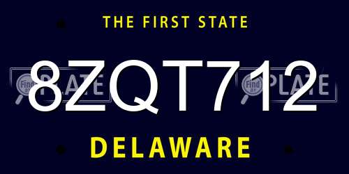 8ZQT712 Delaware License Plate