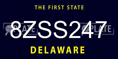 8ZSS247 Delaware License Plate