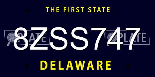 8ZSS747 Delaware License Plate