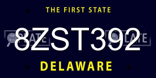 8ZST392 Delaware License Plate