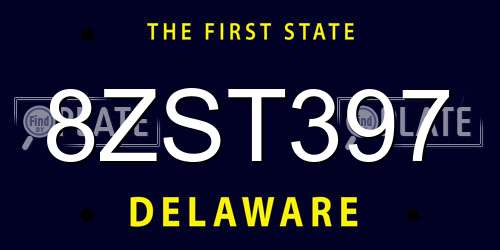 8ZST397 Delaware License Plate