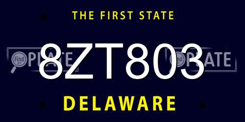 8ZT803 Delaware License Plate