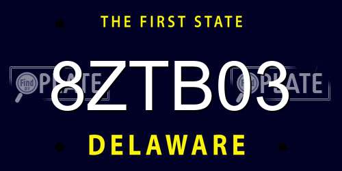 8ZTB03 Delaware License Plate