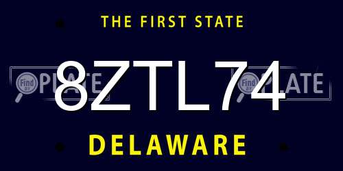 8ZTL74 Delaware License Plate