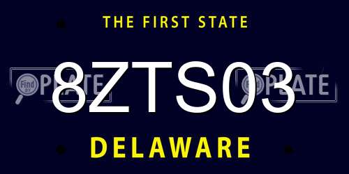 8ZTS03 Delaware License Plate