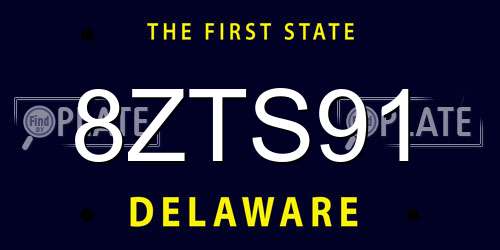 8ZTS91 Delaware License Plate