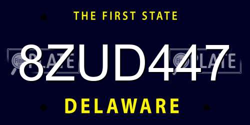 8ZUD447 Delaware License Plate