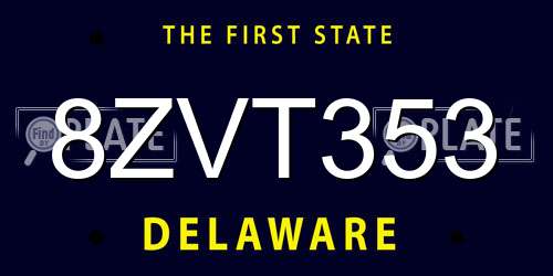 8ZVT353 Delaware License Plate
